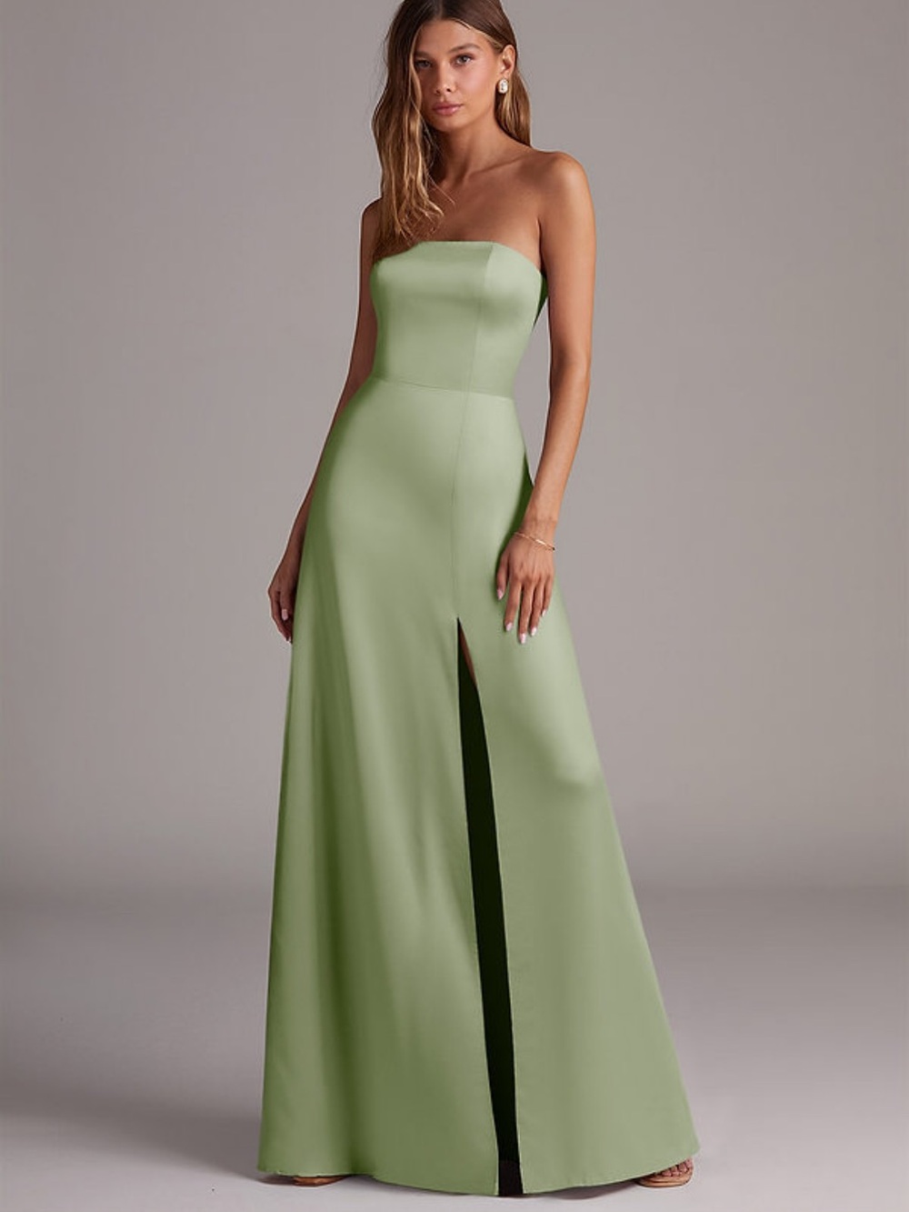 Azazie Wren dress in dusty sage